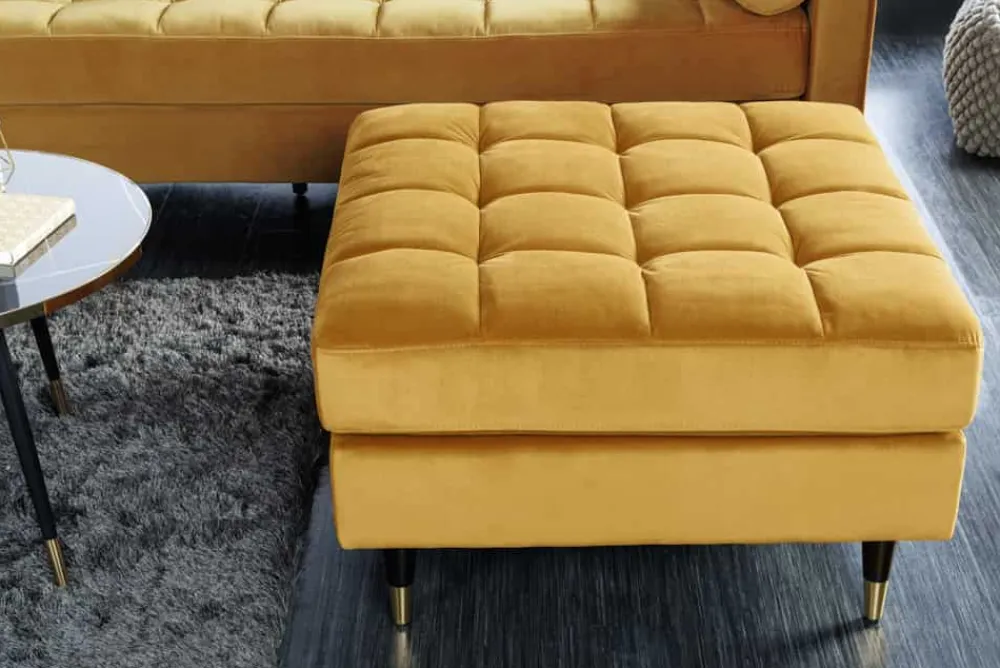 Riess-Ambiente Polsterhocker|Sitzhocker > Design Hocker COZY VELVET 80cm senfgelb gold Samt Metallfüße