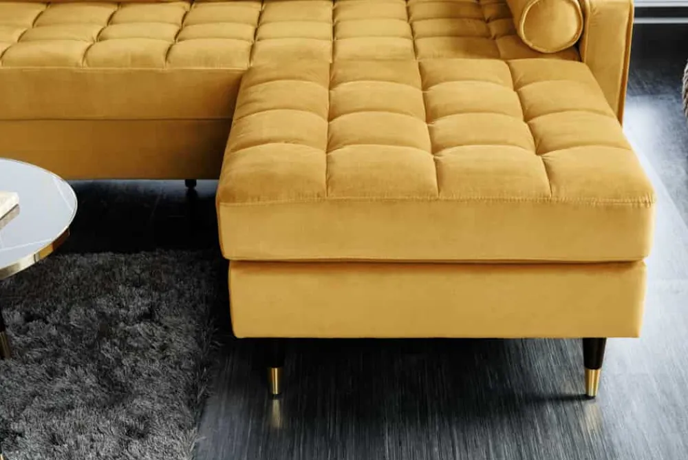 Riess-Ambiente Polsterhocker|Sitzhocker > Design Hocker COZY VELVET 80cm senfgelb gold Samt Metallfüße
