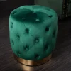 Riess-Ambiente Goldene Möbel|Sitzhocker > Design Hocker MODERN BAROCK 40cm dunkelgrün gold Samt Chesterfield