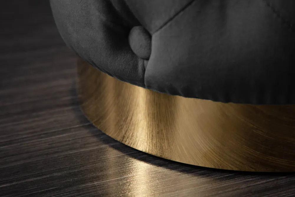 Riess-Ambiente Goldene Möbel|Sitzhocker > Design Hocker MODERN BAROCK 40cm schwarz gold Samt Chesterfield