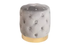 Riess-Ambiente Goldene Möbel|Sitzhocker > Design Hocker MODERN BAROCK 37cm edel-grau gold Samt Chesterfield