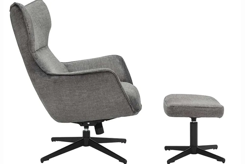 Riess-Ambiente Skandinavisch|Sitzhocker > Design Hocker VOGUE 45cm grau Samt drehbar schwarze Metallbeine Fußhocker