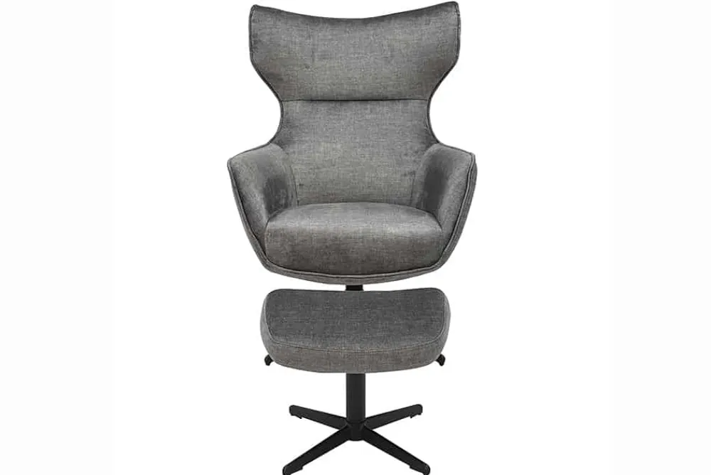 Riess-Ambiente Skandinavisch|Sitzhocker > Design Hocker VOGUE 45cm grau Samt drehbar schwarze Metallbeine Fußhocker