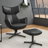 Riess-Ambiente Sitzhocker|Industrial Loft > Design Hocker VOGUE 45cm schwarz Kunstleder drehbar Metallbeine Fußhocker