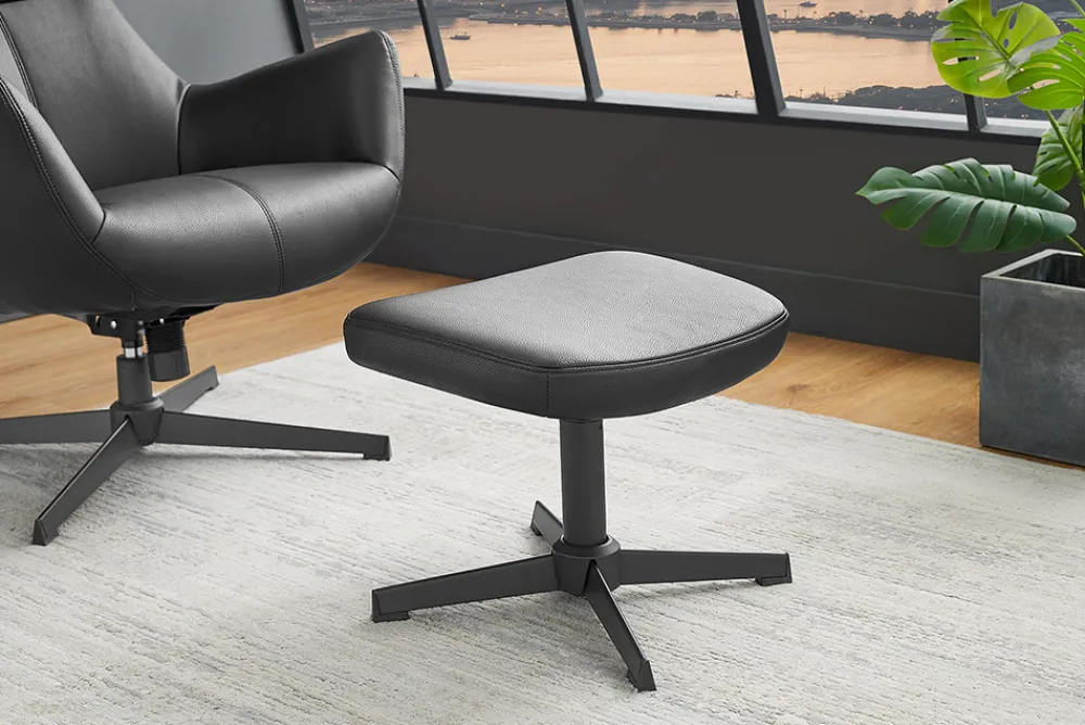 Riess-Ambiente Sitzhocker|Industrial Loft > Design Hocker VOGUE 45cm schwarz Kunstleder drehbar Metallbeine Fußhocker