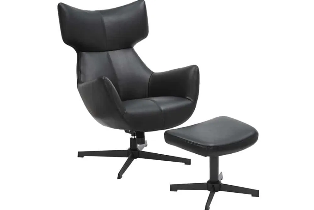 Riess-Ambiente Sitzhocker|Industrial Loft > Design Hocker VOGUE 45cm schwarz Kunstleder drehbar Metallbeine Fußhocker