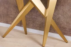 Riess-Ambiente Goldene Möbel|Konsolentische > Design Konsolentisch ART LIVING 140cm weiß Marmor Keramik champagner gold brushed