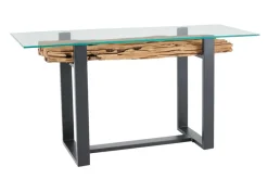 Riess-Ambiente Mehr...|Konsolentische > Design Konsolentisch BARRACUDA 150cm recyceltes Teakholz Glas Industrial
