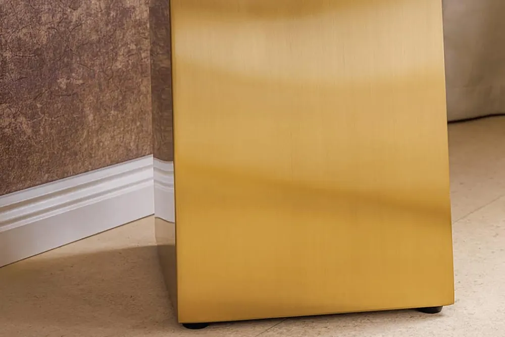 Riess-Ambiente Goldene Möbel|Konsolentische > Design Konsolentisch EXTRAVAGANCIA 140cm weiß Marmor brushed champagner gold Metall