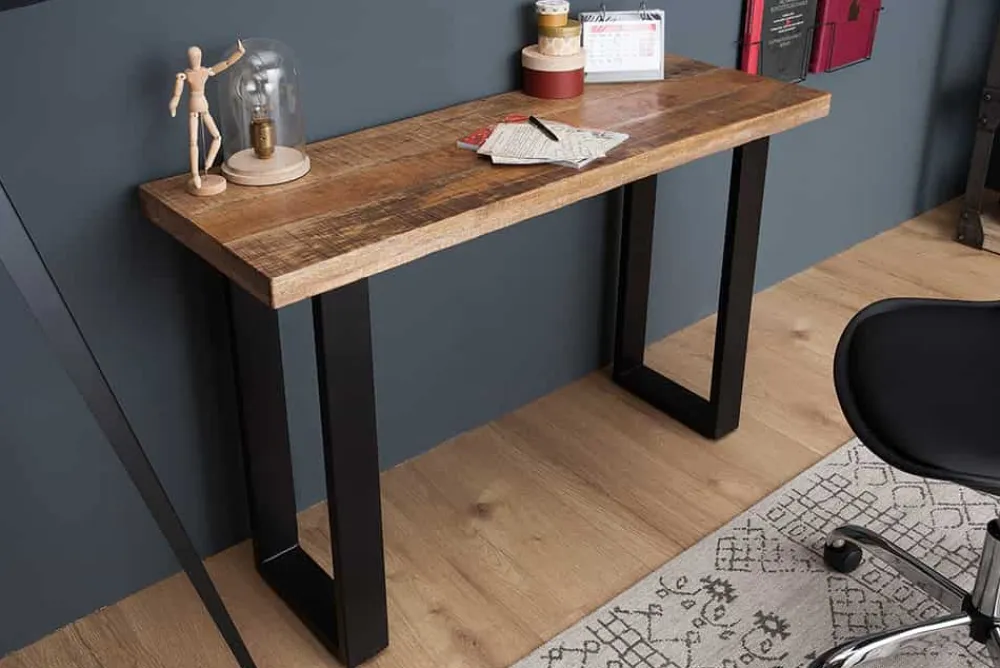 Riess-Ambiente Mehr...|Massivholztische > Design Konsolentisch IRON CRAFT 115cm Mangoholz Eisen Schreibtisch