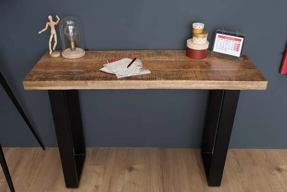 Riess-Ambiente Mehr...|Massivholztische > Design Konsolentisch IRON CRAFT 115cm Mangoholz Eisen Schreibtisch