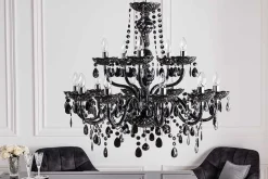 Riess-Ambiente Hängelampen|Kronleuchter & Lüster > Design Kronleuchter BLACK CRYSTAL XL 80cm schwarz Acryl 15-armig Lüster