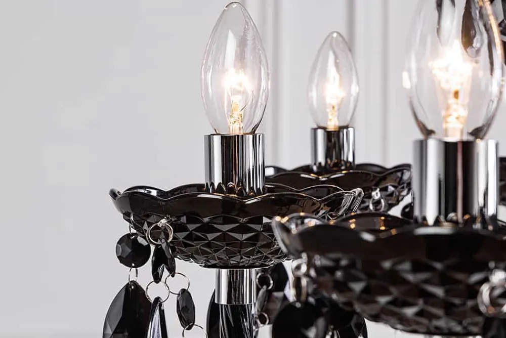 Riess-Ambiente Hängelampen|Kronleuchter & Lüster > Design Kronleuchter BLACK CRYSTAL XL 80cm schwarz Acryl 15-armig Lüster