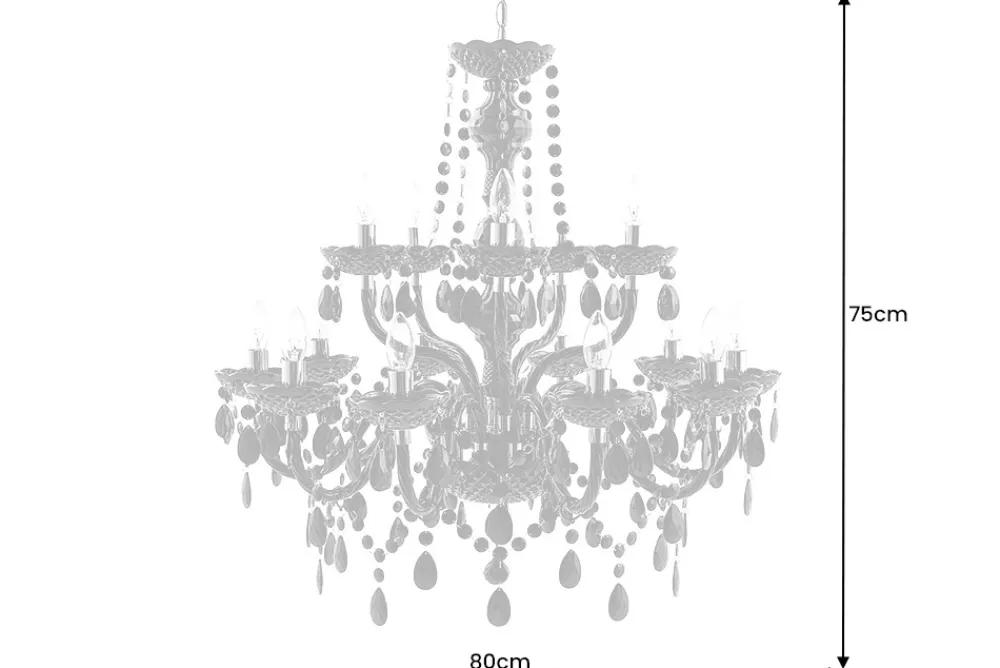 Riess-Ambiente Hängelampen|Kronleuchter & Lüster > Design Kronleuchter CRYSTAL XL 80cm klar Acryl 15-armig Lüster