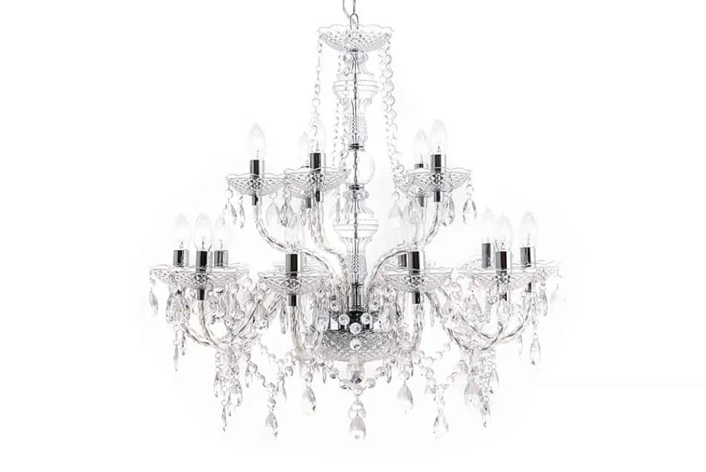 Riess-Ambiente Hängelampen|Kronleuchter & Lüster > Design Kronleuchter CRYSTAL XL 80cm klar Acryl 15-armig Lüster