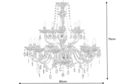 Riess-Ambiente Goldene Möbel|Hängelampen > Design Kronleuchter CRYSTAL XL 80cm gold 15-armig Lüster Kristall-Lampe