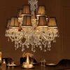 Riess-Ambiente Hängelampen|Kronleuchter & Lüster > Design Kronleuchter CRYSTAL XL 80cm klar Acryl 15-armig Lüster schwarz mit Schirmen