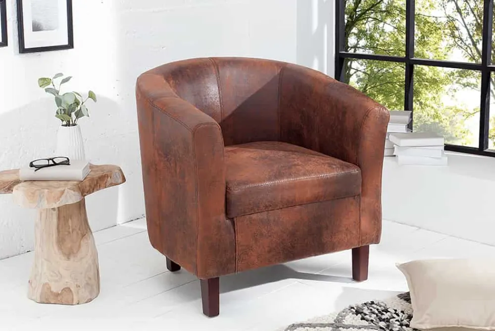 Riess-Ambiente Loungesessel|Sessel > Design Lounge Sessel HEMINGWAY whisky braun mit Armlehnen Cocktailsessel Massivholzbeine