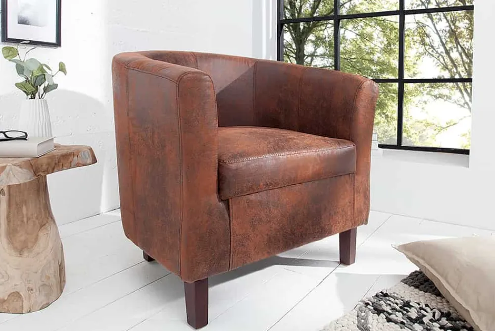 Riess-Ambiente Loungesessel|Sessel > Design Lounge Sessel HEMINGWAY whisky braun mit Armlehnen Cocktailsessel Massivholzbeine