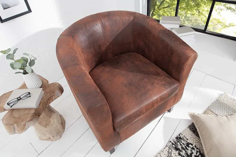 Riess-Ambiente Loungesessel|Sessel > Design Lounge Sessel HEMINGWAY whisky braun mit Armlehnen Cocktailsessel Massivholzbeine
