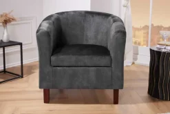 Riess-Ambiente Loungesessel|Sessel > Design Lounge Sessel HEMINGWAY dunkelgrau Samt Armlehnen Cocktailsessel