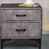 Riess-Ambiente Samt Möbel|Retro Möbel > Design Nachttisch BOUTIQUE 50cm dunkelgrau Samt zwei Schubladen