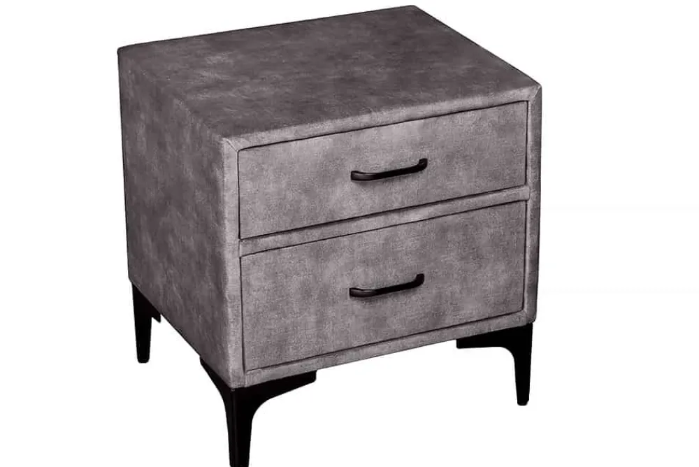 Riess-Ambiente Samt Möbel|Retro Möbel > Design Nachttisch BOUTIQUE 50cm dunkelgrau Samt zwei Schubladen
