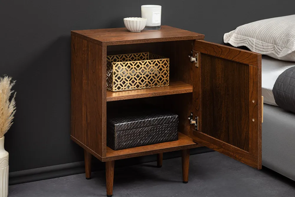 Riess-Ambiente Retro Möbel|Nachttische > Design Nachttisch VIENNA 60cm braun Wiener Geflecht Beistelltisch mit Stauraum
