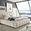 Riess-Ambiente Polsterbetten|Retro Möbel > Design Polsterbett DIAMOND 180x200cm weiß Chenille Cremona inkl. Matratze Topper Lattenrost