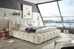 Riess-Ambiente Polsterbetten|Retro Möbel > Design Polsterbett DIAMOND 180x200cm weiß Chenille Cremona inkl. Matratze Topper Lattenrost