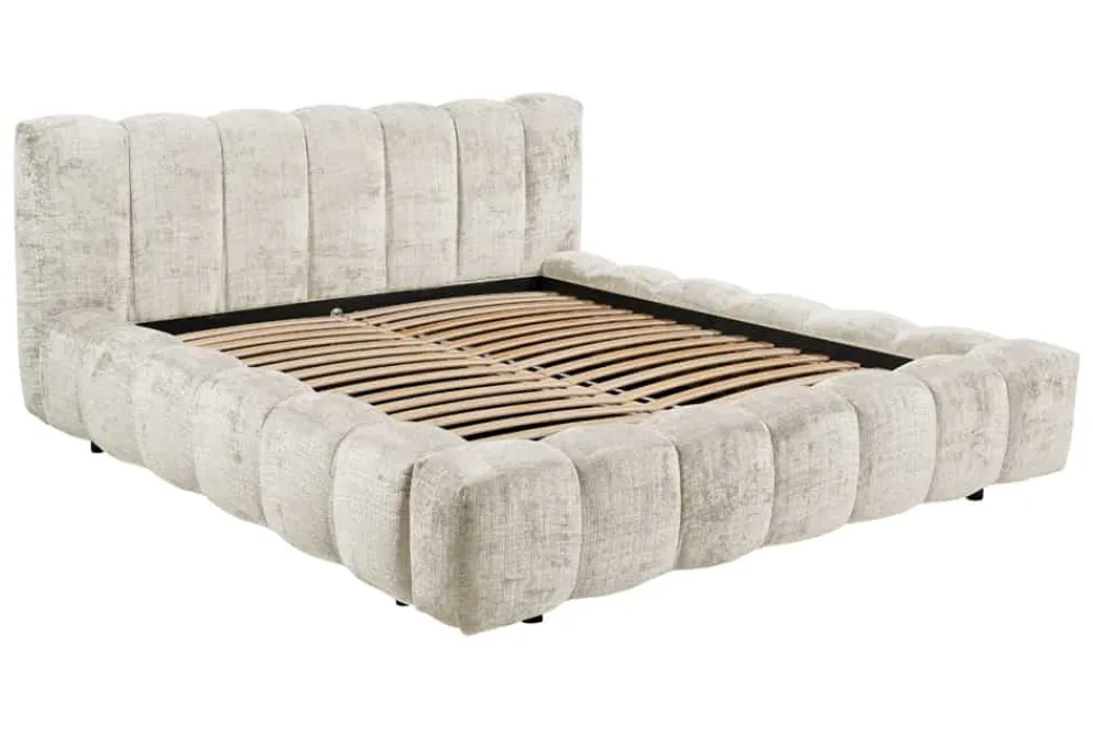 Riess-Ambiente Polsterbetten|Retro Möbel > Design Polsterbett DIAMOND 180x200cm weiß Chenille Cremona inkl. Matratze Topper Lattenrost