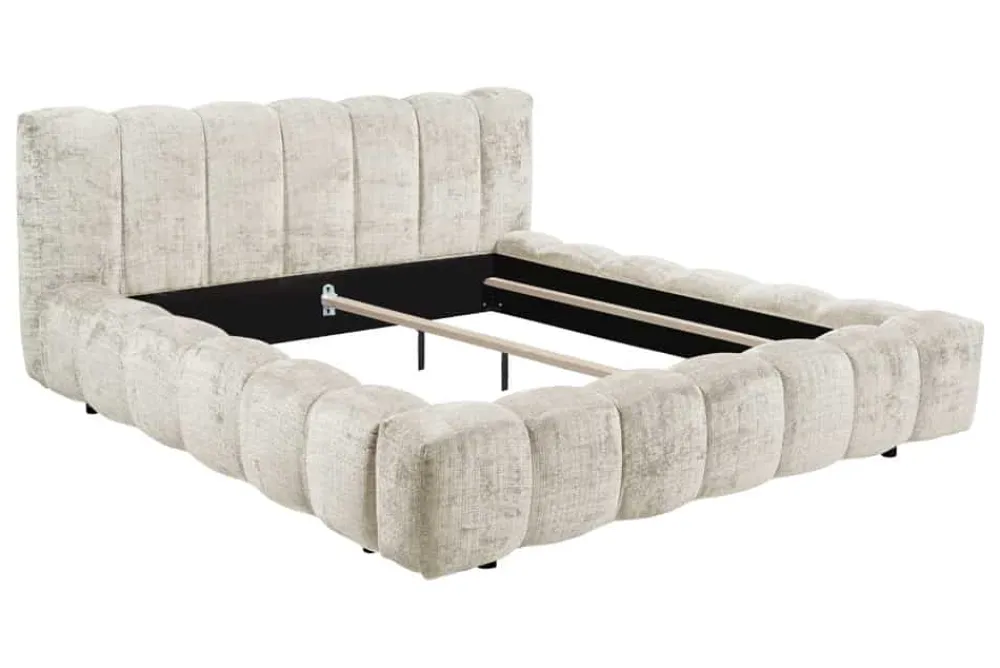 Riess-Ambiente Polsterbetten|Retro Möbel > Design Polsterbett DIAMOND 180x200cm weiß Chenille Cremona inkl. Matratze Topper Lattenrost