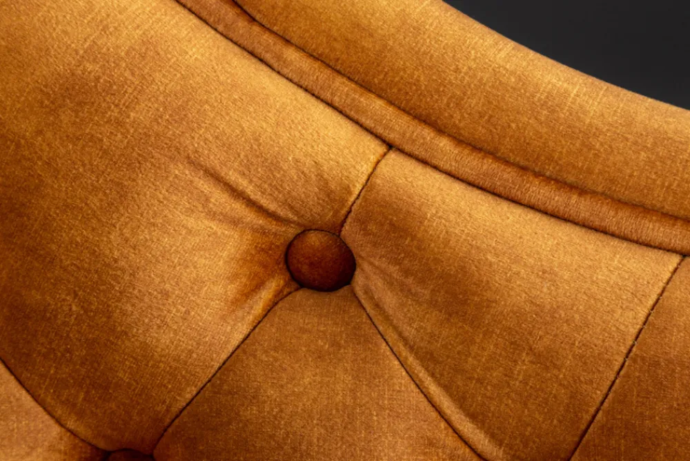 Riess-Ambiente Liegen|Samt Möbel > Design Récamière CHESTERFIELD 170cm senfgelb Samt Knopfheftung Nietenbesatz