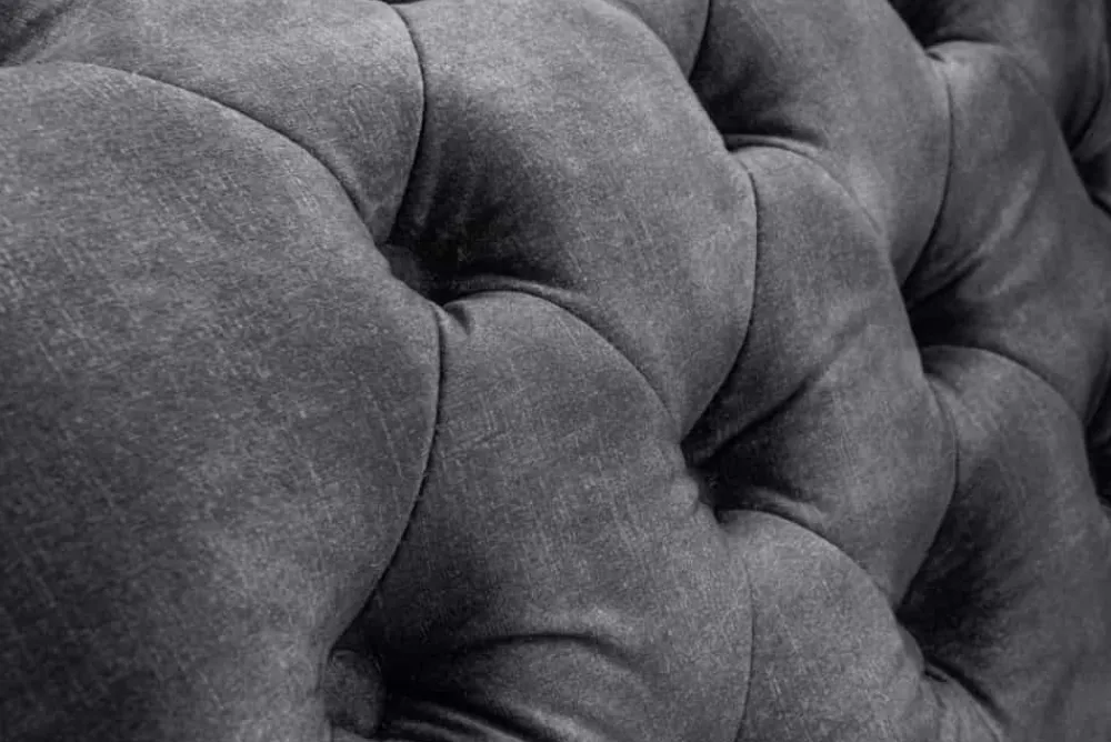 Riess-Ambiente Liegen|Samt Möbel > Design Récamière CHESTERFIELD 170cm grau strukturiertes Samt Knopfheftung Nietenbesatz