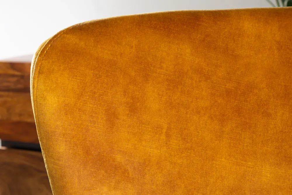 Riess-Ambiente Skandinavisch|Sessel > Design Schaukelstuhl SCANDINAVIA SWING senfgelb Samt Sessel