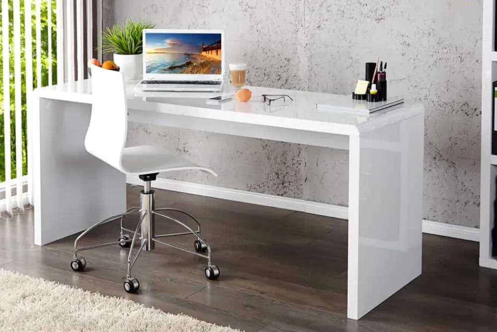 Riess-Ambiente Bürotische > Design Schreibtisch FAST TRADE 140cm weiß Hochglanz Bürotisch
