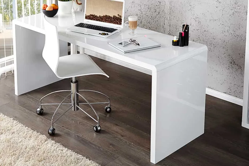 Riess-Ambiente Bürotische > Design Schreibtisch FAST TRADE 140cm weiß Hochglanz Bürotisch