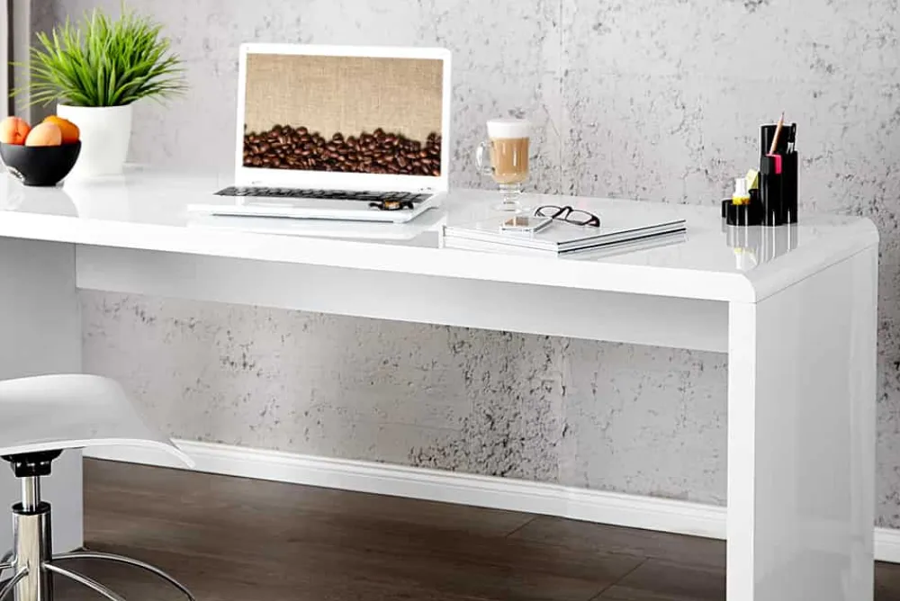 Riess-Ambiente Bürotische > Design Schreibtisch FAST TRADE 140cm weiß Hochglanz Bürotisch