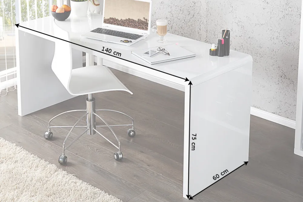 Riess-Ambiente Bürotische > Design Schreibtisch FAST TRADE 140cm weiß Hochglanz Bürotisch