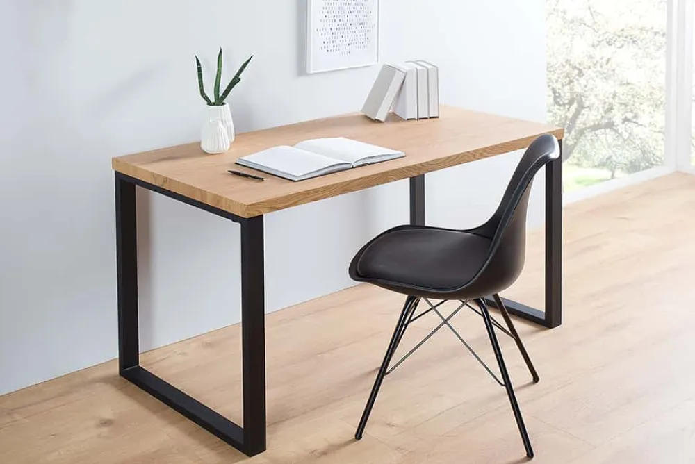 Riess-Ambiente Bürotische|Retro Möbel > Design Schreibtisch OAK DESK 120cm Eiche Vintage Metallgestell schwarz