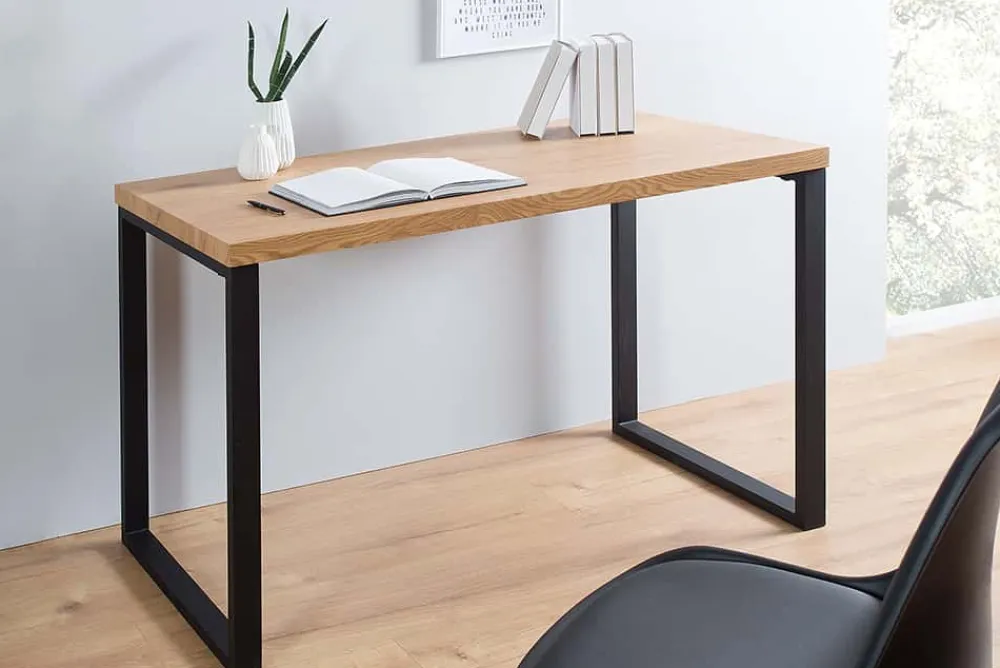 Riess-Ambiente Bürotische|Retro Möbel > Design Schreibtisch OAK DESK 120cm Eiche Vintage Metallgestell schwarz