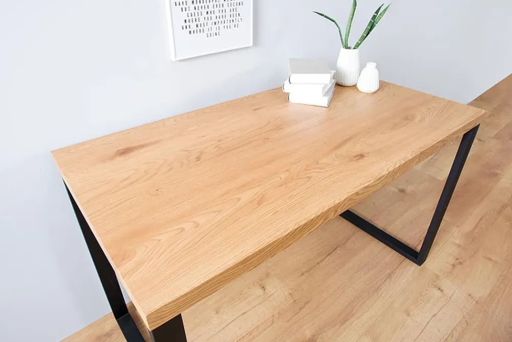 Riess-Ambiente Bürotische|Retro Möbel > Design Schreibtisch OAK DESK 120cm Eiche Vintage Metallgestell schwarz