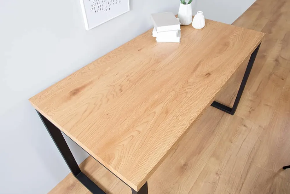 Riess-Ambiente Bürotische|Retro Möbel > Design Schreibtisch OAK DESK 120cm Eiche Vintage Metallgestell schwarz