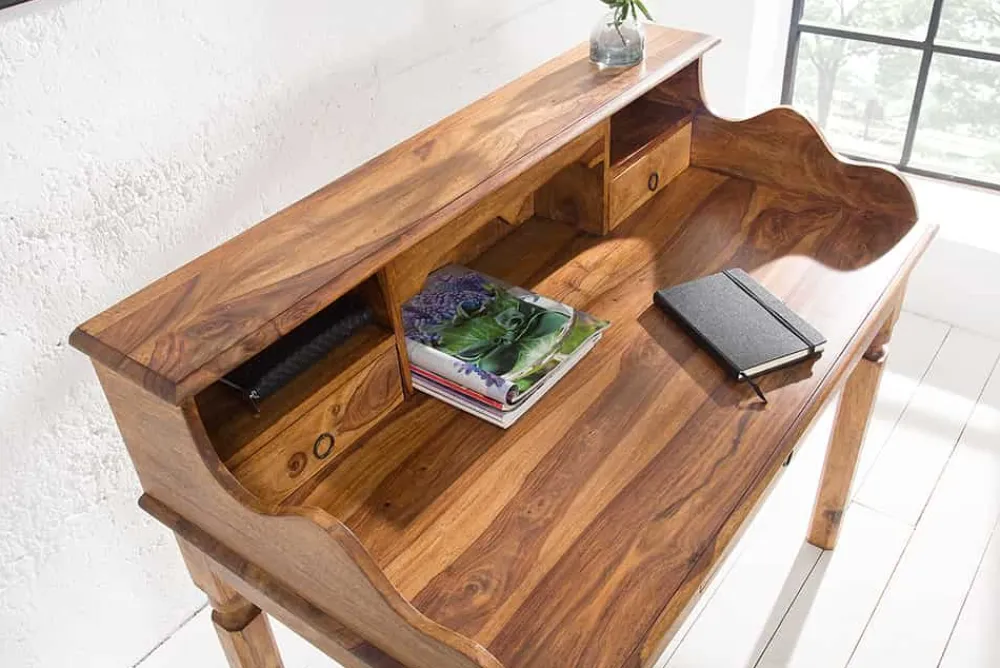 Riess-Ambiente Mehr...|Mehr... > Design Sekretär HEMINGWAY L 115cm braun Sheesham Massivholz stone finish Schreibtisch