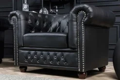 Riess-Ambiente Sessel > Design Sessel CHESTERFIELD 110cm matt schwarz Knopfheftung Federkern