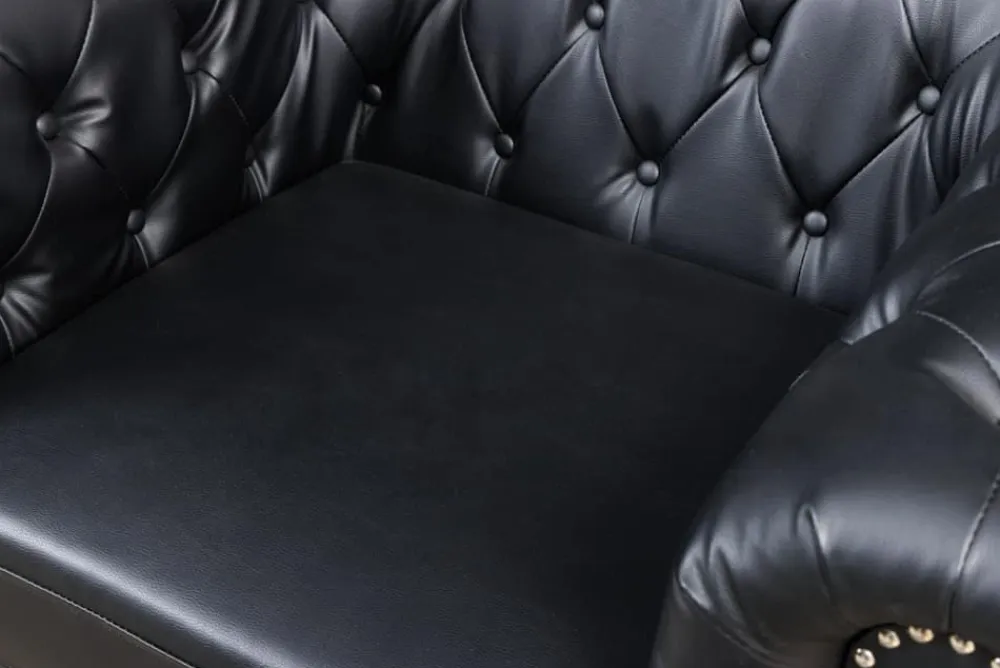 Riess-Ambiente Sessel > Design Sessel CHESTERFIELD 110cm matt schwarz Knopfheftung Federkern