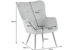 Riess-Ambiente Skandinavisch|Loungesessel > Design Sessel SCANDINAVIA champagner Chenille Cremona schwarz Metall mit Armlehne