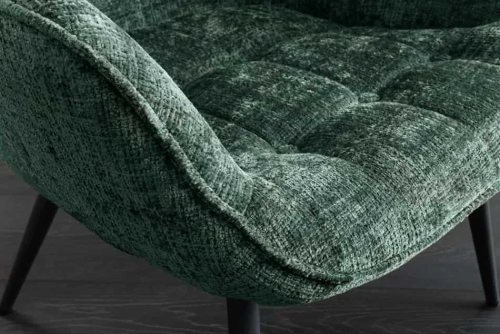 Riess-Ambiente Skandinavisch|Loungesessel > Design Sessel SCANDINAVIA grün Chenille Cremona schwarz Metall mit Armlehne