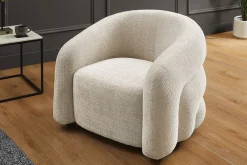 Riess-Ambiente Skandinavisch|Sessel > Design Sessel VOGUE 95cm beige Chenille mit Armlehnen und Nosagfederung