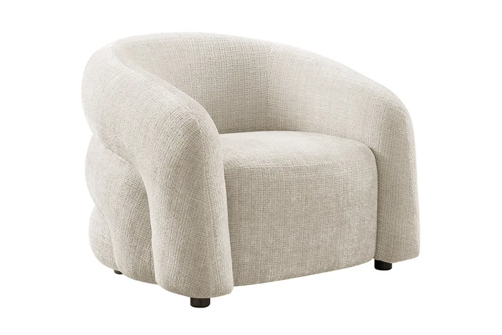 Riess-Ambiente Skandinavisch|Sessel > Design Sessel VOGUE 95cm beige Chenille mit Armlehnen und Nosagfederung